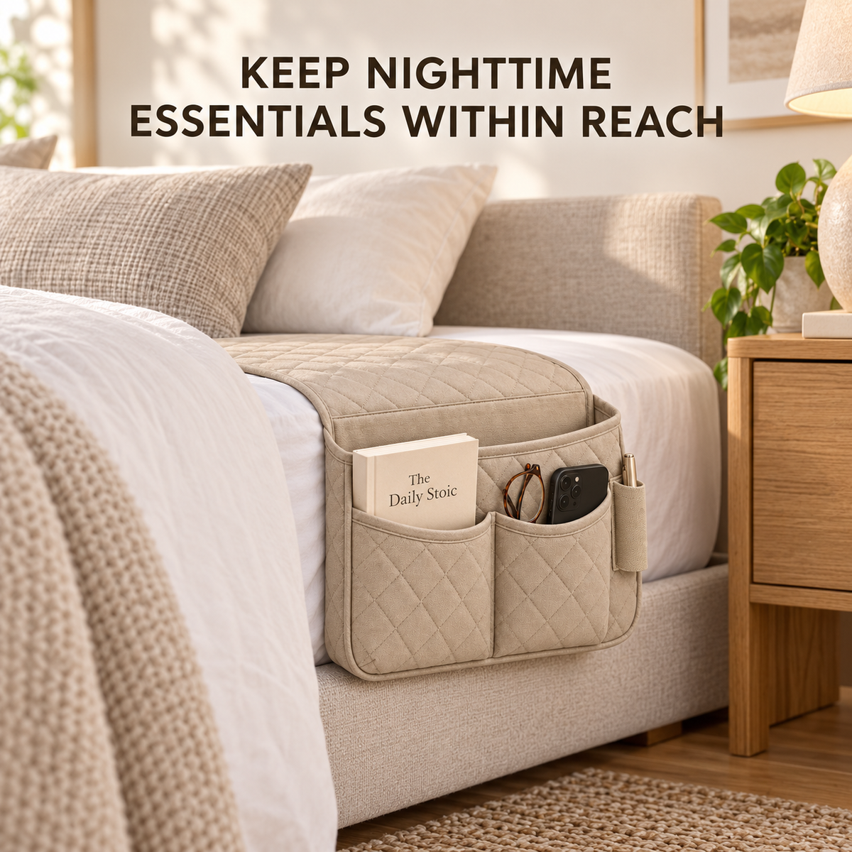 DrapeNest Quilted Bedside Caddy