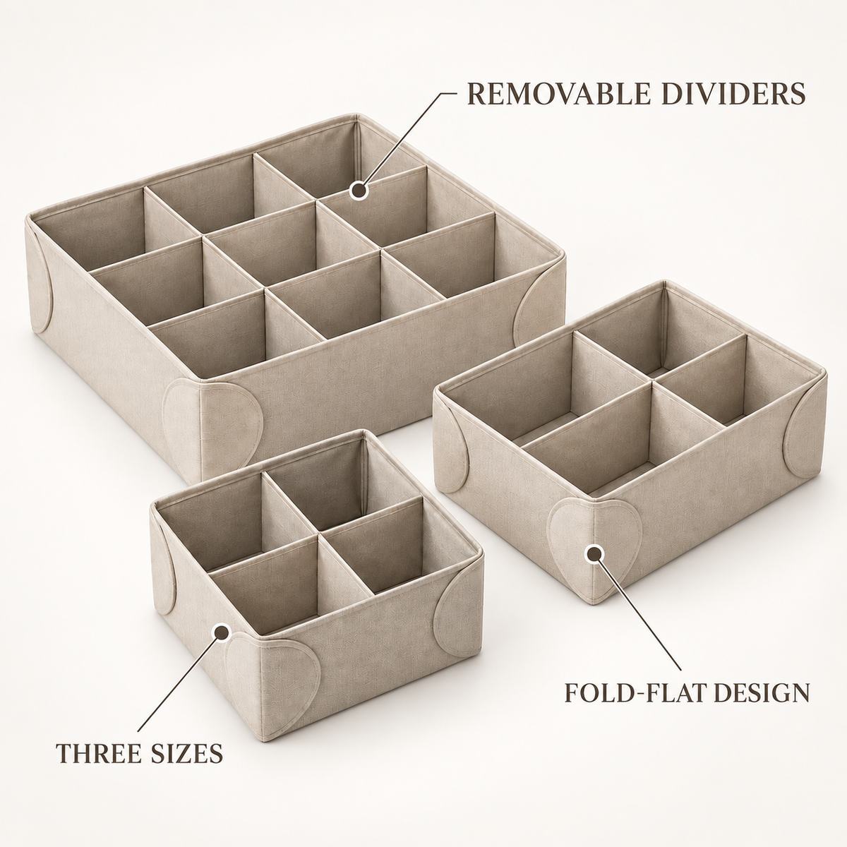 GridFold Fabric Drawer Organizer Set