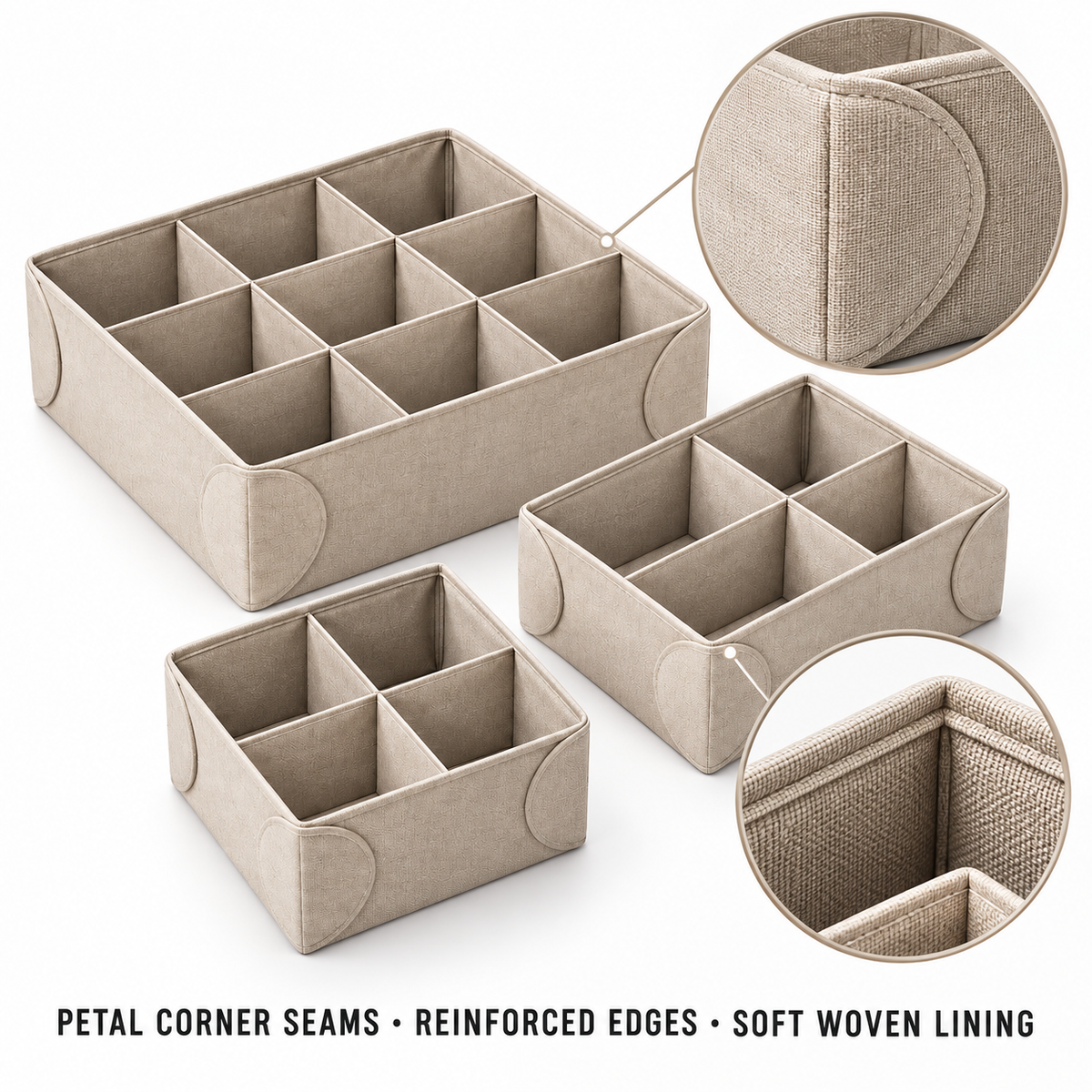 GridFold Fabric Drawer Organizer Set